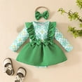 thumbnail image 3 of Baby Girls Clothes Long Sleeve Romper Dress Ruffle Bow Cute Onesies 0-3 Months Going Out Jumpsuit Layette Set, Green, 3 Months, 3 of 3