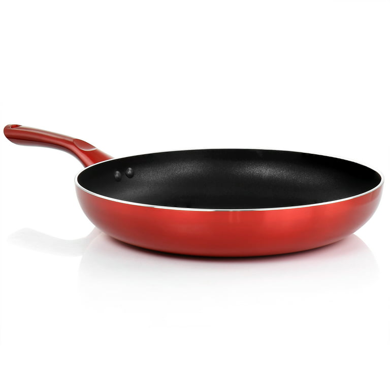 Better Chef 12 in Silver Metallic Non Stick Gourmet Fry Pan in Red