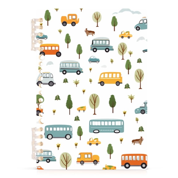 Spiral Journal Notebook Bus Cute Vehicle College Ruled Notebook 8.3" x 5.7" A5 Lined Thick Paper Page