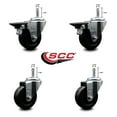 thumbnail image 2 of 3.5 Inch Hard Rubber Wheel Swivel 7/16 Inch Grip Ring Stem Caster Set 2 Brakes, 2 of 2