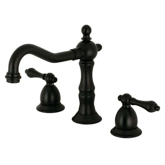 Kingston Brass KS1970AL 8 in. Heritage Widespread Standard Mount Lavatory Faucet, Matte Black