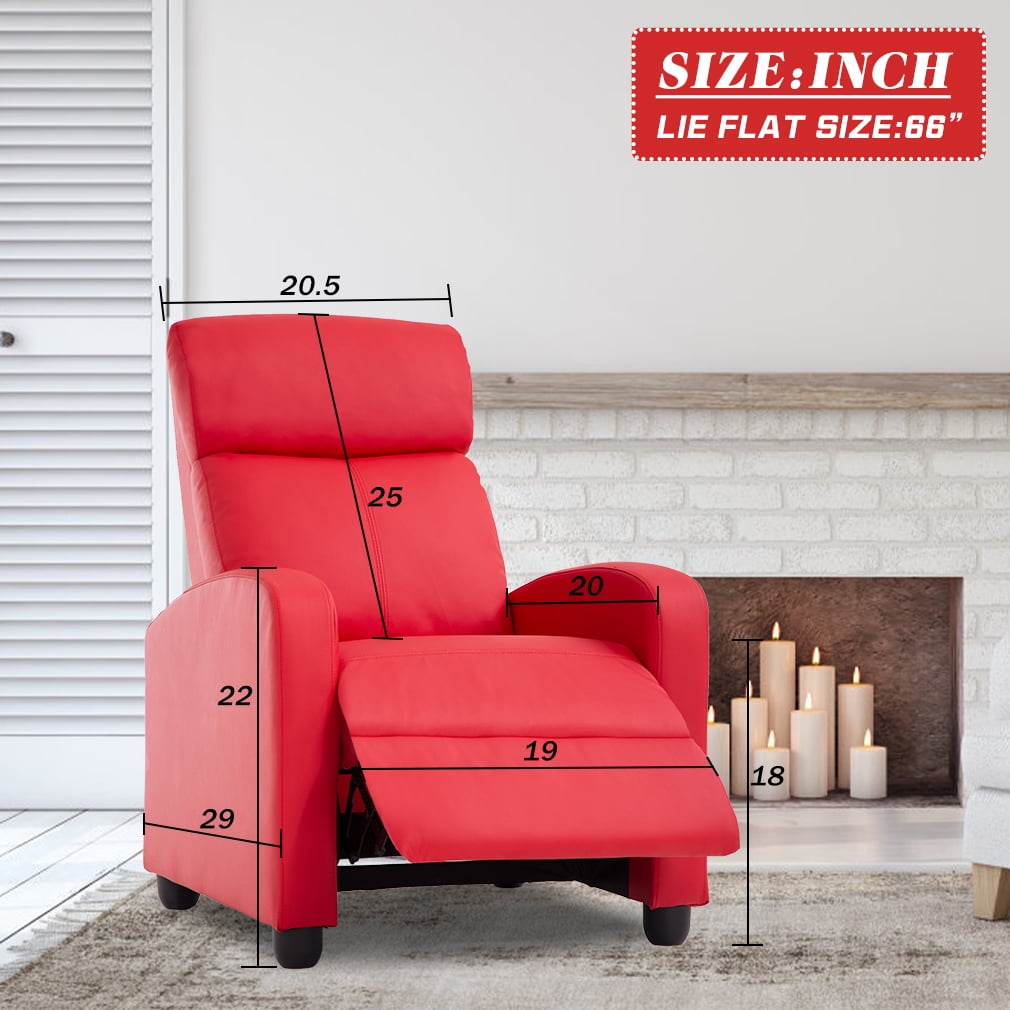FDW Recliner Chair Breathable Padded PU Leather Massage Single Sofa Recliners,Red