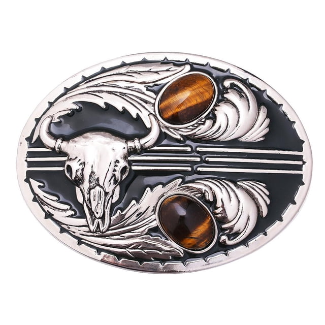 Hebilla de Cinturón de Piedras Preciosas Vintage Abrazadera de Cinturón de Vaquero en Relieve con Cabeza de Toro Tribal , Baoblaze hebillas de cinturón para hombres