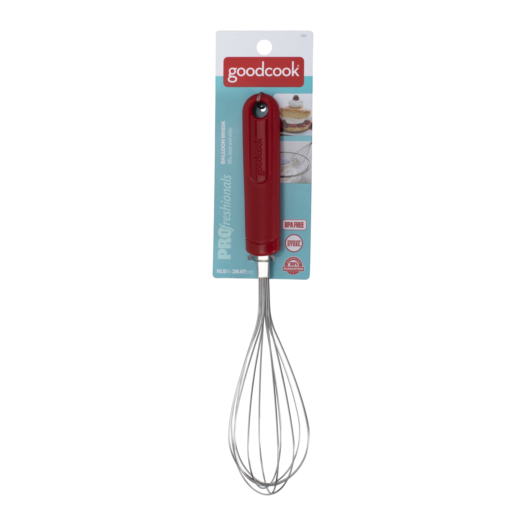 GoodCook PROfreshionals 10.5 Stainless Steel Balloon Whisk, Red 