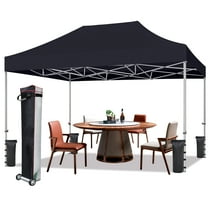 Eurmax USA 10'x15' Ez Pop Up Canopy Tent with Heavy Duty Roller Bag,Bonus 4 Sand Weights Bags（Black)