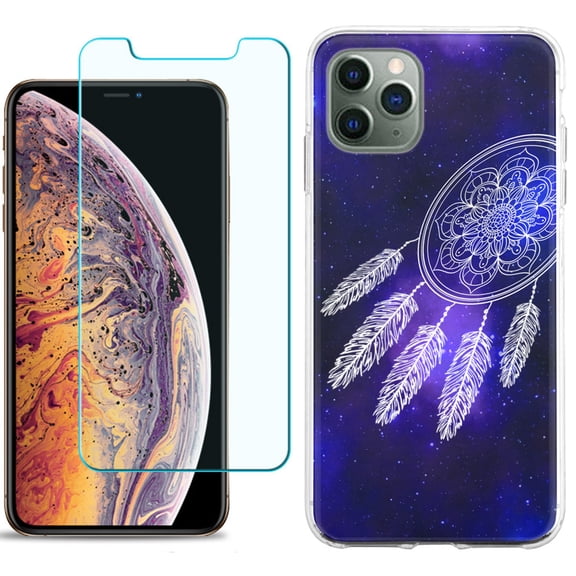 For Apple iPhone 11 Pro Case , Slim-Fit TPU Protective Phone Case with Tempered Glass Screen Protector, by OneToughShield ® - Dream Catcher