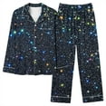 thumbnail image 6 of Guluxicc Two Piece Sets for Women Lounge Sets Long Sleeve Tops and Casual Pants Christmas Holiday Outfits Vacation Travel Pajama Set, Blue, 6 of 6