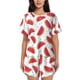 thumbnail image 1 of Balery Watermelon Conjunto de Pijama para Mujer con Estampado, Dos Piezas de Manga Corta y Shorts, Ropa de Dormir Suave con Cuello Redondo y Bolsillos-Medium, 1 of 6