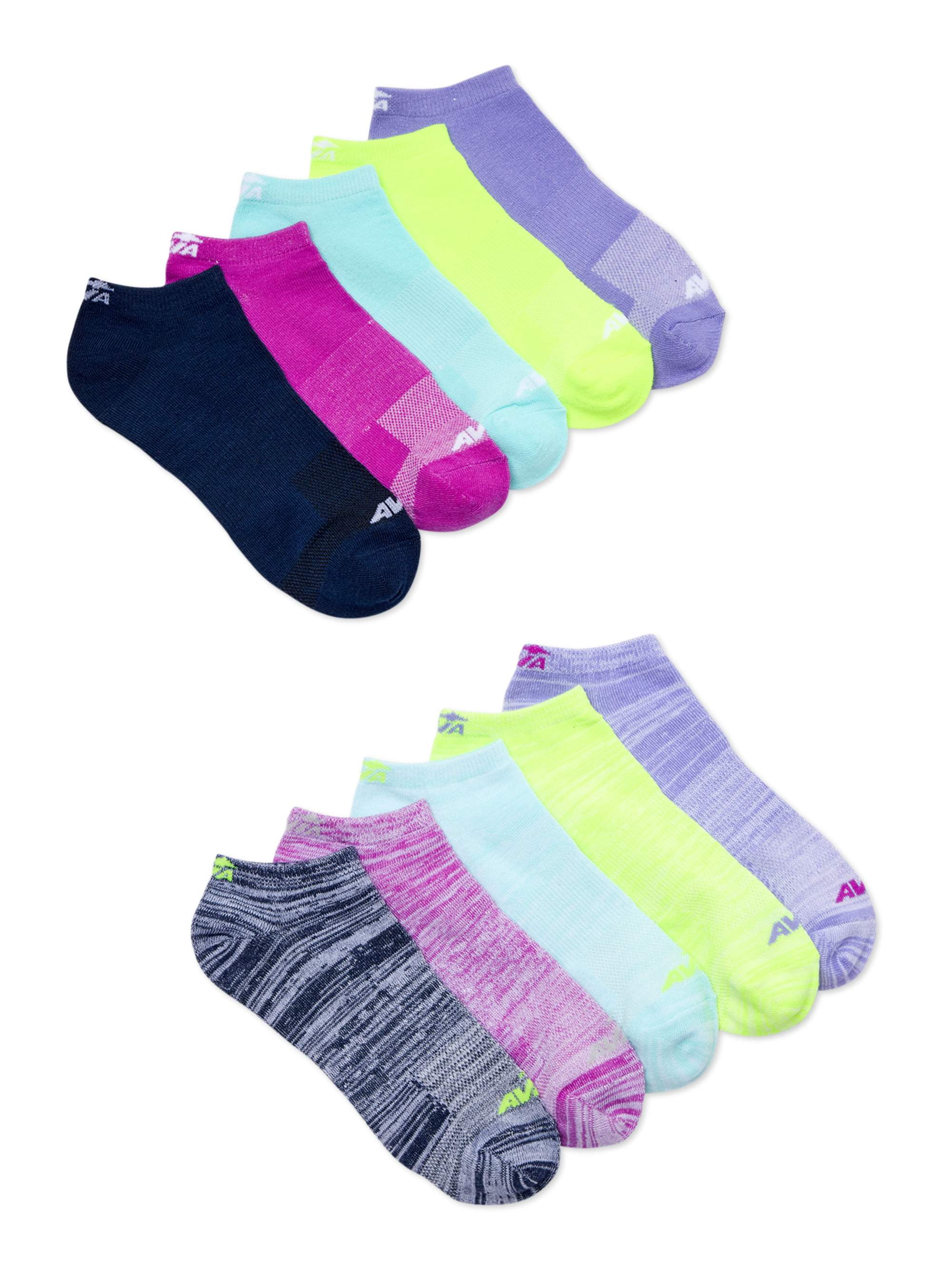 Avia Women’s Performance Flatknit No Show Socks, 10 Pack