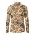 thumbnail image 5 of Xoenoiee Tropical Monstera Palm Leaves Plumeria Flower Print Long Sleeve Golf Shirts for Women Collared V Neck Polo Tennis Top Soft Lightweight Comfort Warm Weather Outfits, Size M, 5 of 7