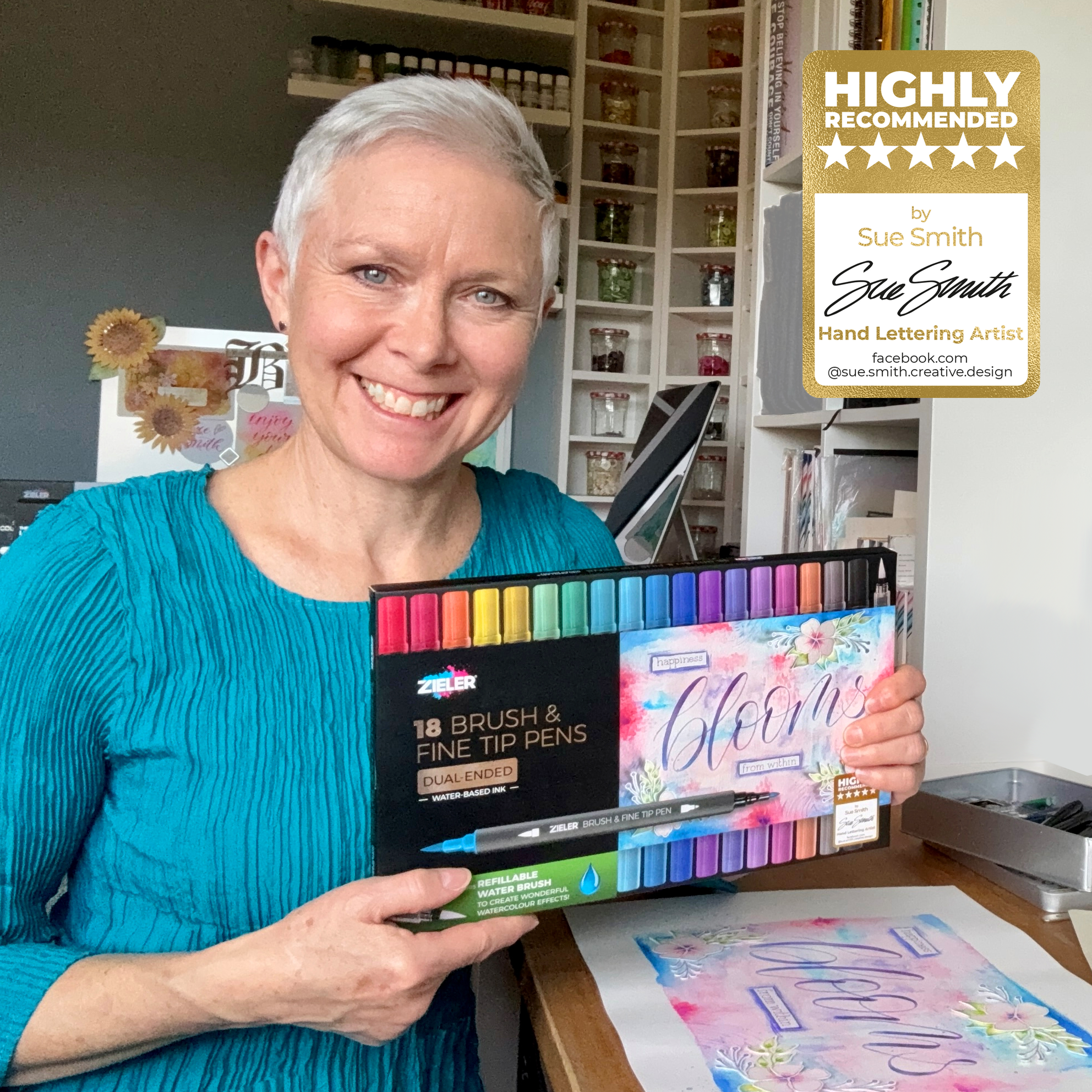 Zieler® 18 Brush & Fine Tip Pens with Water Brush