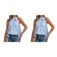 thumbnail image 1 of Qarigey Blusa informal sin mangas con estampado, camisa holgada, cumpleaños, boda, aniversario, vacaciones, baile, Top, ropa de verano para viajes Type1 NO1 Qarigey CBP251005, 1 of 5