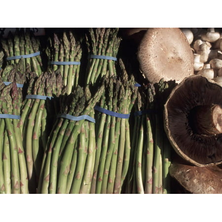 Asparagus and Mushrooms at Stall in Pike Place Market, Seattle, Washington, USA Print Wall Art By Connie (Best Markets In Seattle)