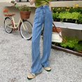 thumbnail image 2 of Pantalones vaqueros estilo coreano para mujer, nuevos pantalones vaqueros Retro de nicho con piernas anchas para moda urbana informal, pantalones largos de moda de cintura alta, 2 of 5
