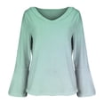 thumbnail image 4 of MEICHEN Long Sleeve Shirts for Women Gradient Flared V Neck Casual Spring Summer Blouse Comfy Trendy Fashion Tshirt Clothing, 4 of 8