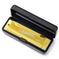 thumbnail image 1 of GLFILL Blues Harmonica Harmonica Musical Instruments Kids’ Musical Toy WIDELY SPACED NOTES 10 HOLE HARMONICA EASY TO LEARN Gold, 1 of 5