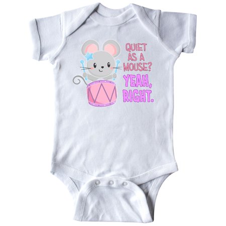 

Inktastic Quiet As A Mouse Yeah Right Cute Mouse Drummer Gift Baby Boy or Baby Girl Bodysuit