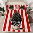 thumbnail image 2 of Homewish Teens Christmas Bowknot Bed Sheets, Plant Botanical King Sheets, Vintage Red Stripes Sheet Set, Microfiber Bedroom Decor, 4-Piece, 2 of 7