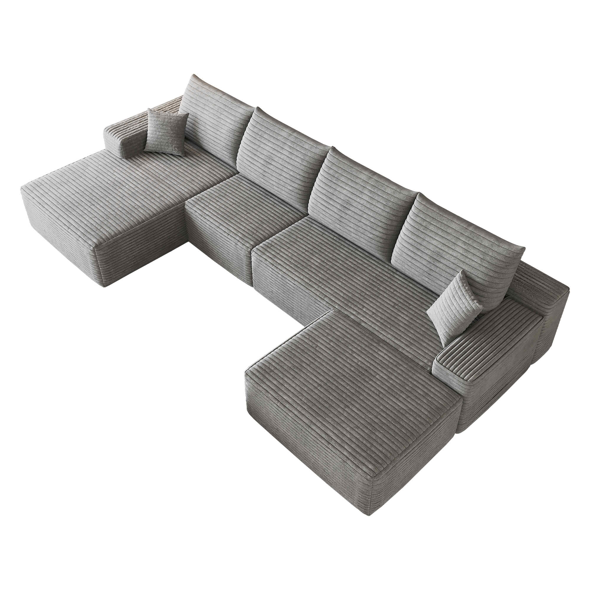 MAYEERTY 135 Inch L‑Shape Cloud Sectional Couch with Chaise, Modern Modular Deep‑Seat Sofa, Plush Corduroy Upholstered Couch, No Assembly Required for Living Room Bedroom Apartment