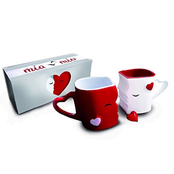 Mia ♥ Mio - Coffee Mugs/Kissing Mugs Bridal Pair Gift Set for Weddings/Birthday/Anniversary with Gift Box (Red)