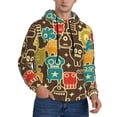 thumbnail image 2 of Honeii Robot and Monsters Pattern Mens Hoodies Men's Loose Sleeve Sweatshirt,Pullover Hooded Sweatshirt for Men,Essentials Hoodie-Small, 2 of 7