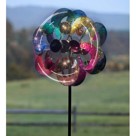 Gala Solar Garden Wind Spinner w/ 4-Blades & 4 Solar Panels