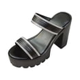 thumbnail image 2 of Xdegoge Platform Sandals Women Chunky High Heel Slides Rhinestone Double Strap Summer Beach Shoes Sparkling Slip On Fashionable Dressy Outdoor Casual Open Toe, 2 of 9