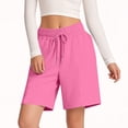 thumbnail image 3 of Womens Summer Shorts with Pockets Elastic Waisted Drawstring Sweatshorts Loose Casual Lounge Long Shorts (S, Pink), 3 of 6