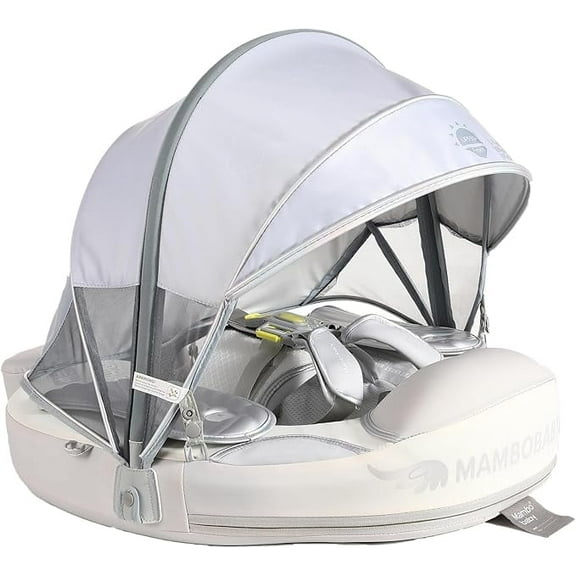 HECCEI Mambobaby Float with Canopy Non Inflatable Pool Swim Float, Angel Silver