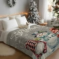 thumbnail image 2 of Throw Blanket Fleece Throw Blanket 40x50in, Christmas Gnome with Snowman Soft Lightweight Bed Blankets Winter Snowflake on Linen Fuzzy Couch Blankets for All Season, 2 of 9