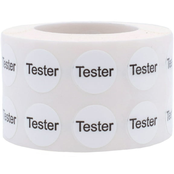 Spray Resistant Cosmetic Tester Labels .5 Inch Round Circle Dots 1,000 Total Adhesive Stickers