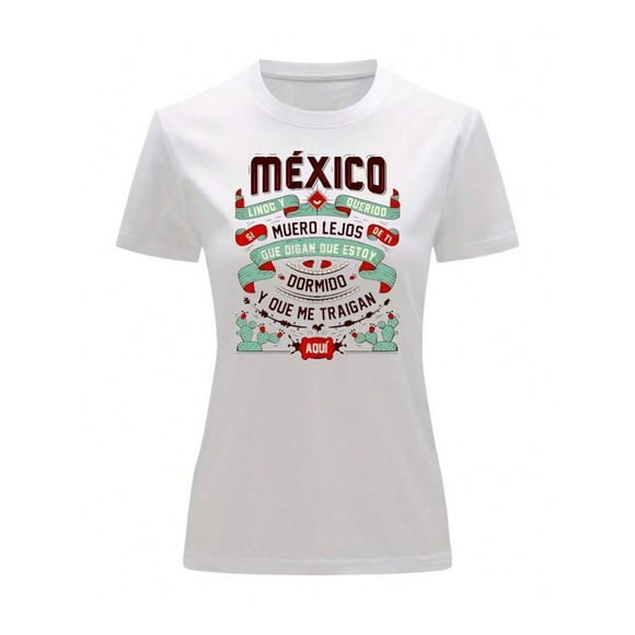 Playera Blusa De Mexico Lindo Y Querido Cancion Mexicana Septiembre Mes Patrio Color Blanco Talla Grande Marca Emil SaEs