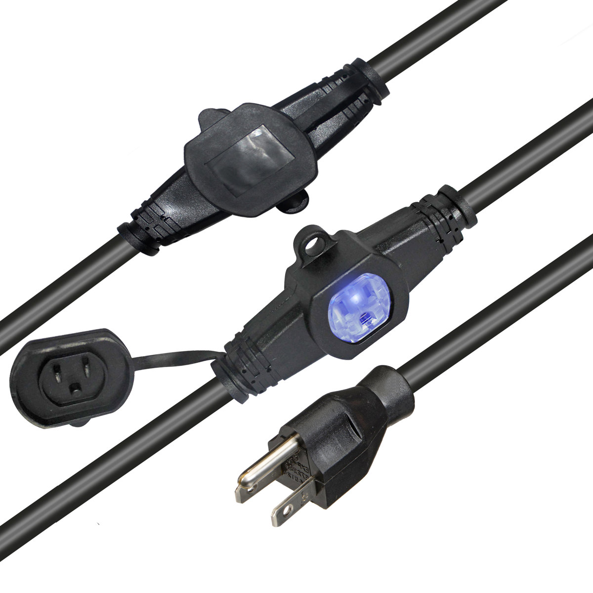 ProX XC-MEP14-326 32' 110V Male to 6 Socket 110V Female Power Cord 6 Outlet 14/3 Extension Cord, Black