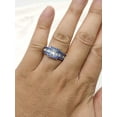 thumbnail image 6 of Matching Rings White Gold Plated Couple Rings Blue CZ Wedding Ring Sets for Him and Her, 6 of 6