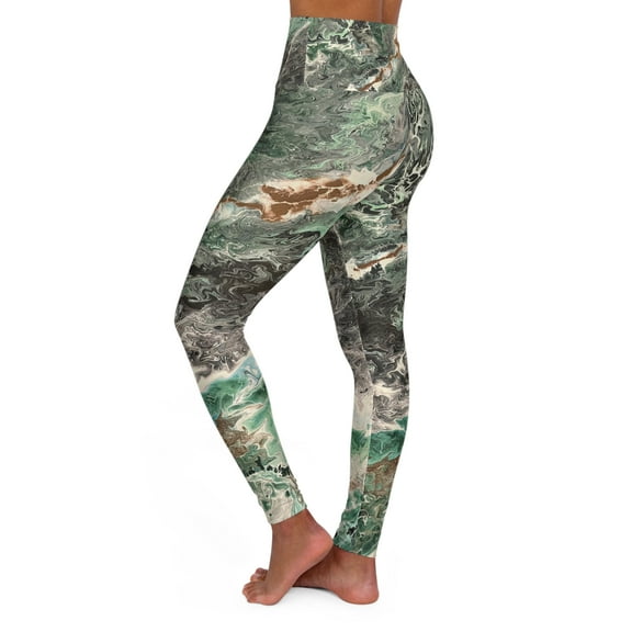Emerald Swirl High Waisted Yoga Leggings