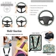 thumbnail image 5 of Yuyamidu Flower Car Seat Cover Set for Women Dasiy Steering Wheel Cover Green Car Seat Belt Pads Trash Bin Hanging Storage Organizer Rearview Mirror Cover Cup Holder Wrist Key Chain 15 PCS, 5 of 7