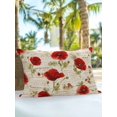thumbnail image 4 of Outdoor Pillows Waterproof, Red Spring Floral Throw Pillows with Inserts Included, Vintage Summer Botanical Flowers Indoor Outdoor Decorative Lumbar Pillow for Bed/Couch/Patio 12"x20", 1Pcs, 4 of 8