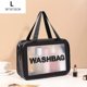 thumbnail image 1 of Pu Women Travel Storage Bag Cosmetic Bag Makeup Bag Travel Organizer Bags Waterproof Washbag Transparent Cosmetic Cases Bean, 1 of 3
