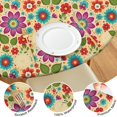 thumbnail image 4 of Pioneer Flower Floral Print Pattern Round Fitted Tablecloth with Elastic Edge, Waterproof Dining Table Cover for Indoor Outdoor Camping and Daily Use, 4 of 6