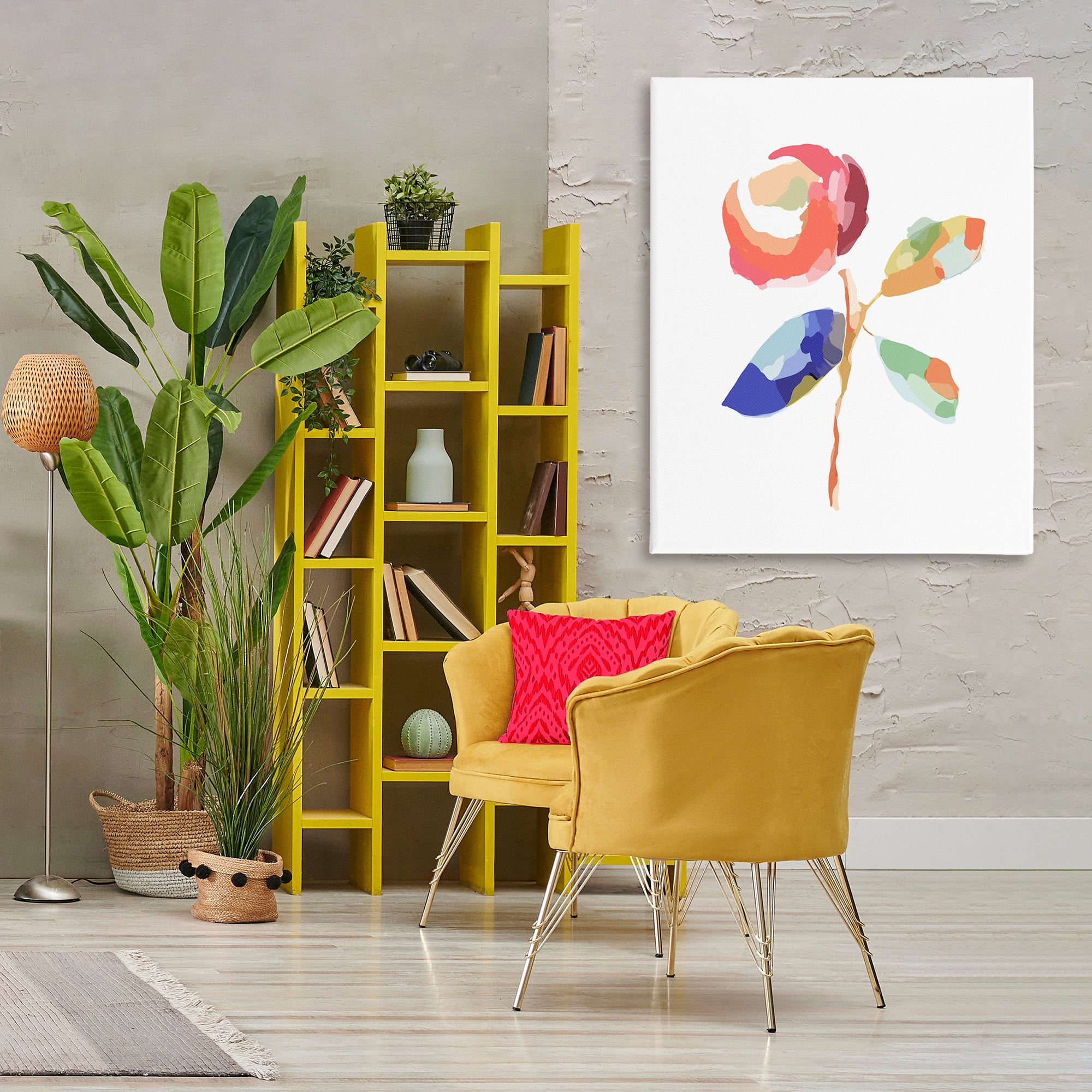 Stupell Industries Mosaic Floral Bloom Plants & Flowers Painting Wrapped Canvas Art Print Wall Art, 36 x 48