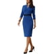 thumbnail image 2 of Vestido de tubo con cremallera y cuello para mujer INSPIRE CHIC, vestido de trabajo en azul real, 2 of 6