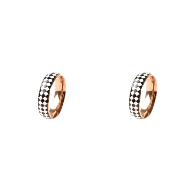 Qarigey Anillo con diseño de tablero de ajedrez, joyería femenina elegante exquisita, anillos de dedos de colores simples, regalo de Oro rosa talla 8 2piezas