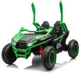 thumbnail image 4 of iRerts 2 Seater Ride on Car for Kids, 24 Volt Ride on Toys for Boys Girls Gifts, Powered Ride on UTV Electric Vehicle with Remote Control, Bluetooth, MP3/USB Ports, 4 Wheel Spring Suspension, Green, 4 of 11
