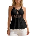 thumbnail image 2 of Lixiuxyad Womens Tank Tops Women’s Cool V Neck Sleeveless Solid Breathable Vest Hollow Open Back Tie Camisole,Black, 2 of 6