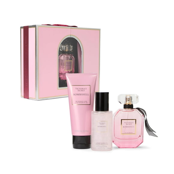 Victoria's Secret Bombshell 3 Piece Luxe Fragrance Gift Set: 1.7 oz. Eau de Parfum, Travel Lotion & Shimmer Mist
