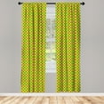 thumbnail image 3 of Ambesonne Mardi Gras Curtains, Retro Pattern Stars, Pair of 28"x84", Purple Fern Green Yellow, 3 of 5
