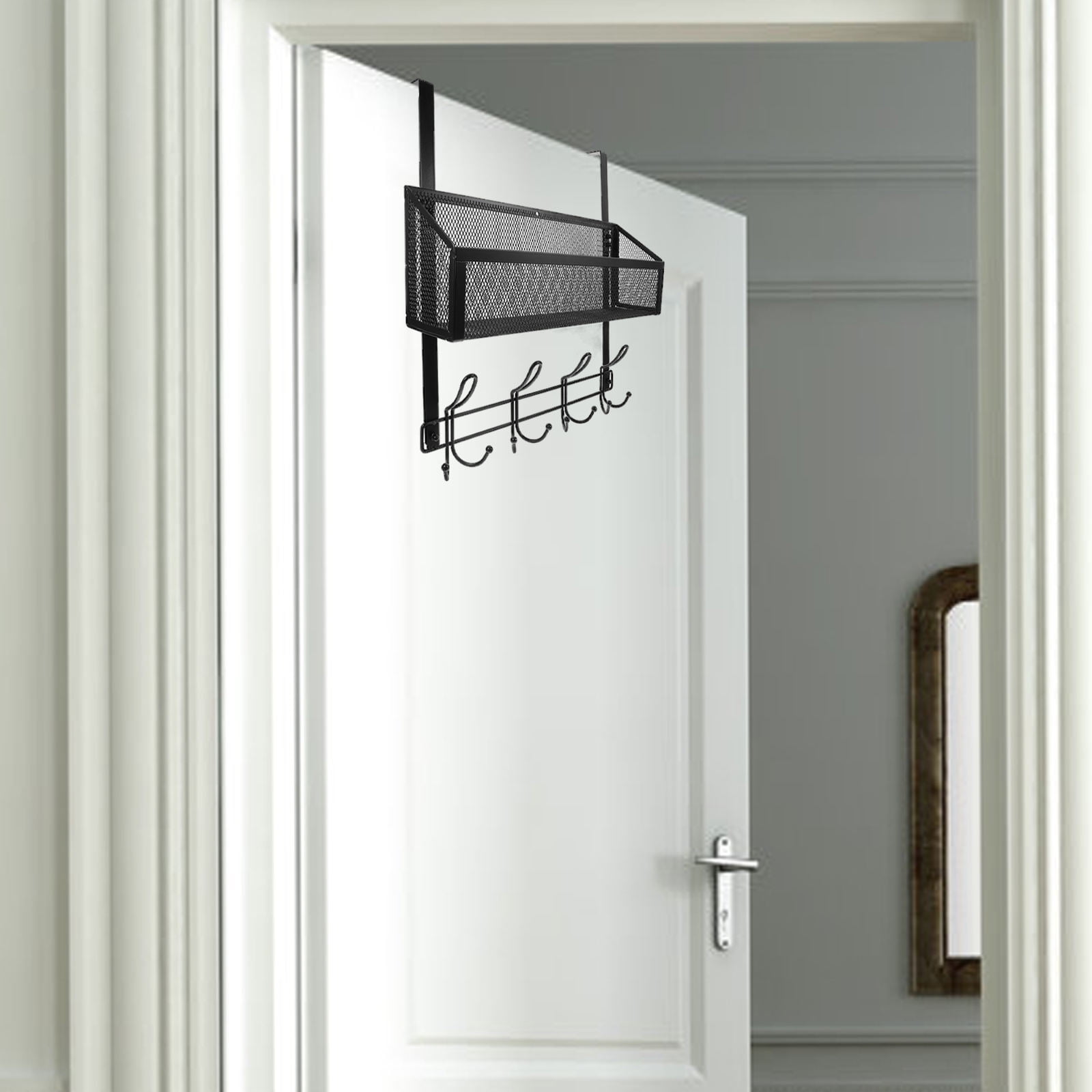 WHAMVOX Over the Door Organizer Bathroom Storage with Hooks over Door Vanity Organizer Door Hanging Basket for Bathroom Bedroom Kitchen Pantry Organization