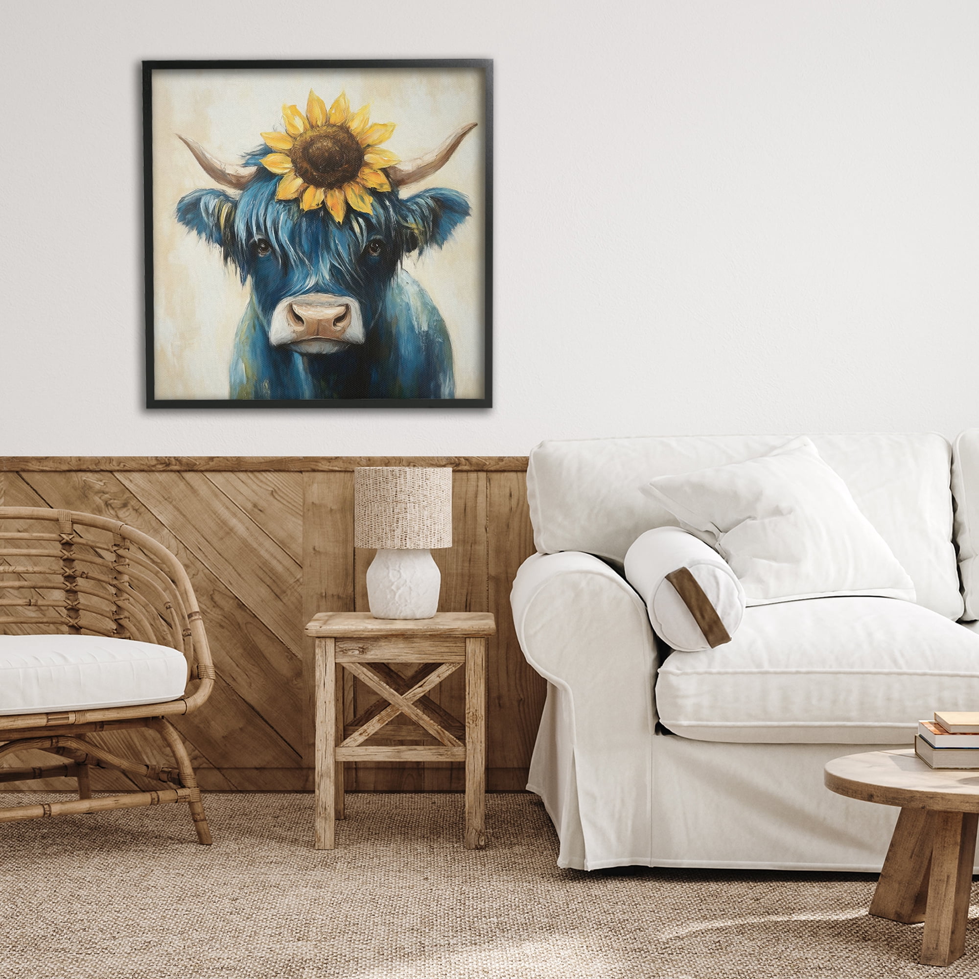 Stupell Industries Pastoral Sunflower Highland Black Framed Giclee Art, design by Tina LeCour