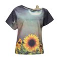 thumbnail image 4 of Blusa de manga corta con hombros descubiertos y estampado de flores para mujer Pompotops  hfajkhk128739, 4 of 9