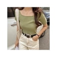 thumbnail image 3 of Women Short sleeve solid knitted crop top, 3 of 4